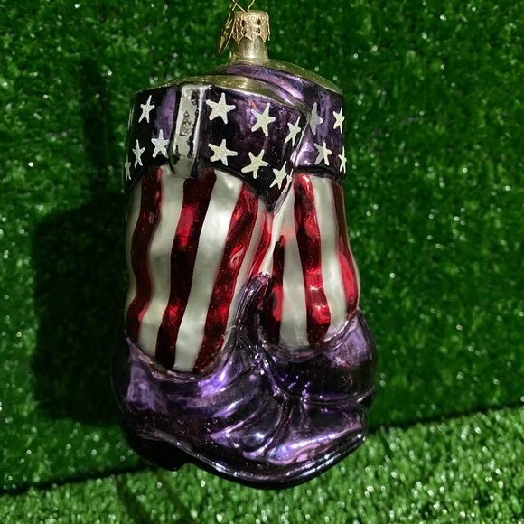 Christopher Radko Western Boot Ornament Red White and Blue, about 5.5 inches - Picture 5 of 7